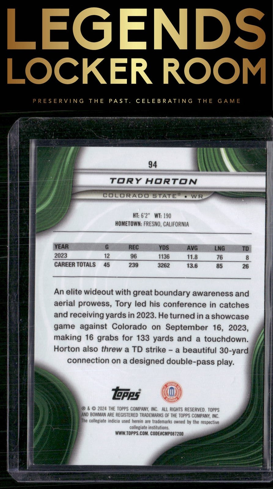 2024 Bowman University Best #94 Tory Horton Orange Refractor #/25