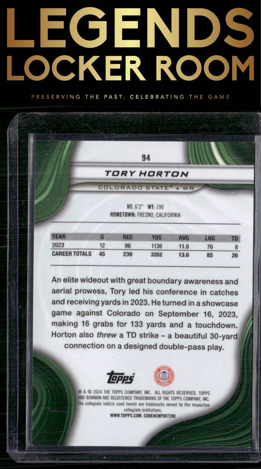 2024 Bowman University Best #94 Tory Horton Orange Refractor #/25
