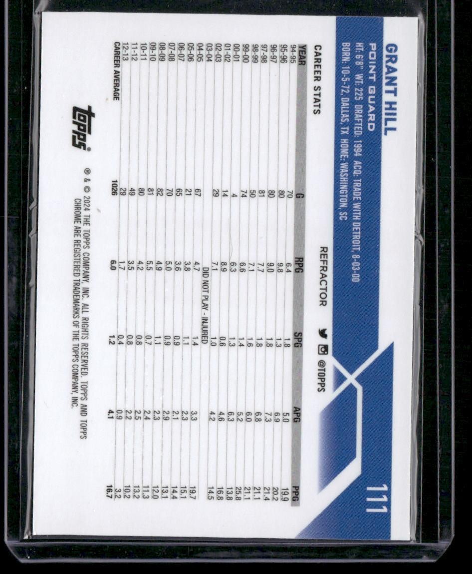 2023-24 Topps Chrome #111 Grant Hill Blue Refractors #/75