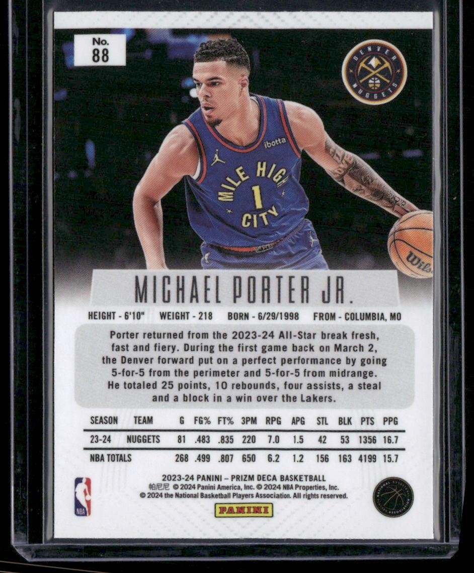 2023-24 Panini Prizm Deca #88 Michael Porter Jr.