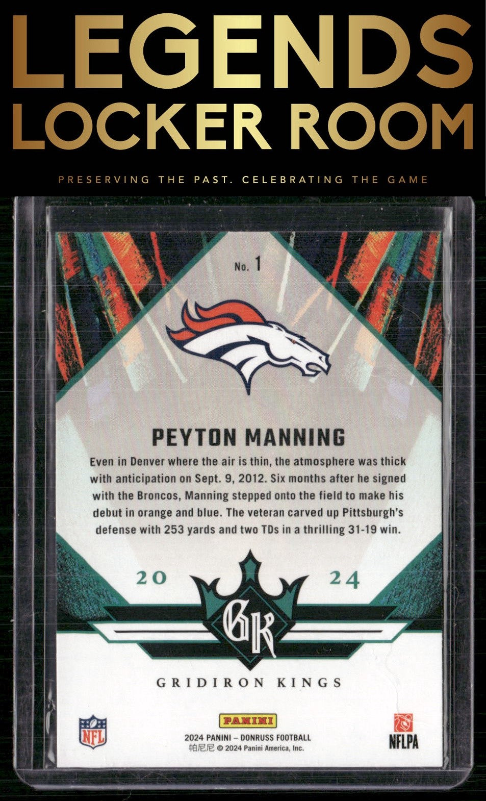 2024 Donruss #1 Peyton Manning All-Time Gridiron Kings