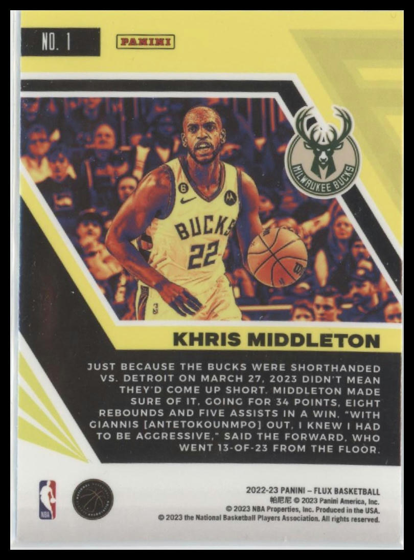 2022-23 Panini Flux #1 Khris Middleton