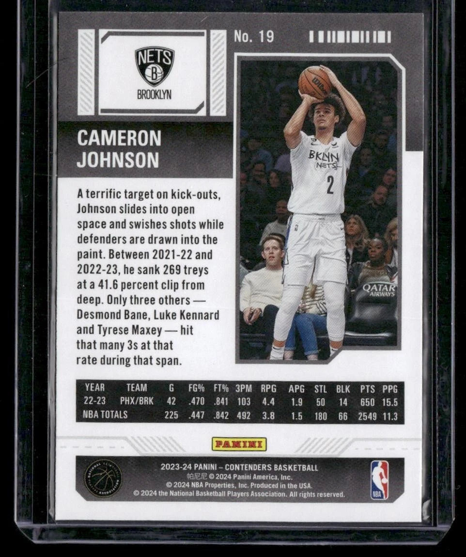 2023-24 Panini Contenders #19 Cameron Johnson Season Ticket Bronze