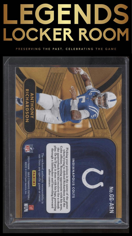 2024 Panini Gold Standard #GG-ARN Anthony Richardson Gold Gear #/299