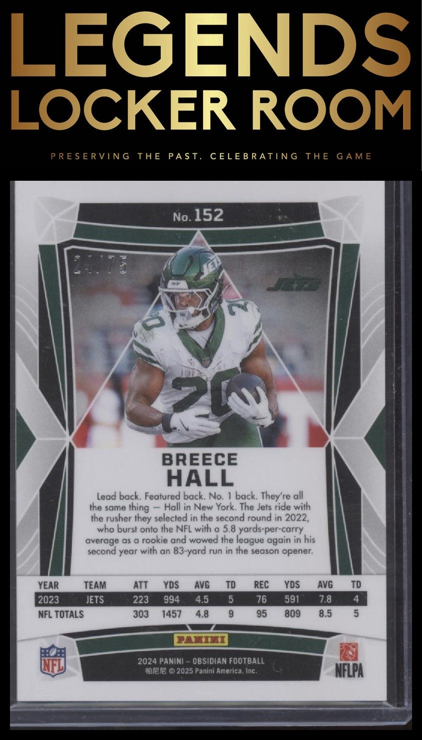 2024 Panini Obsidian Breece Hall Base Silver /75