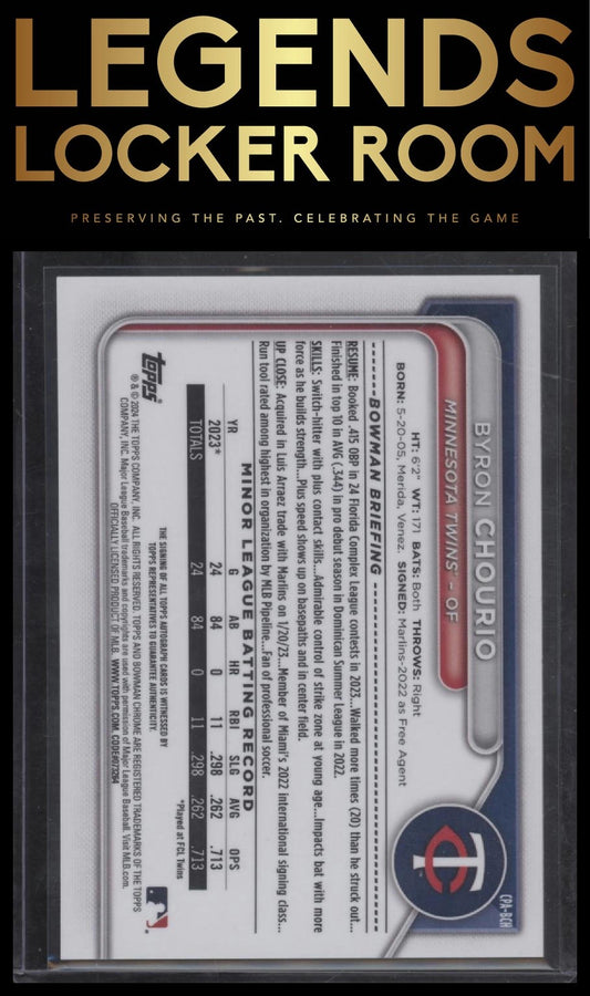 2024 Bowman #CPA-BCH Byron Chourio Chrome Prospects Autographs