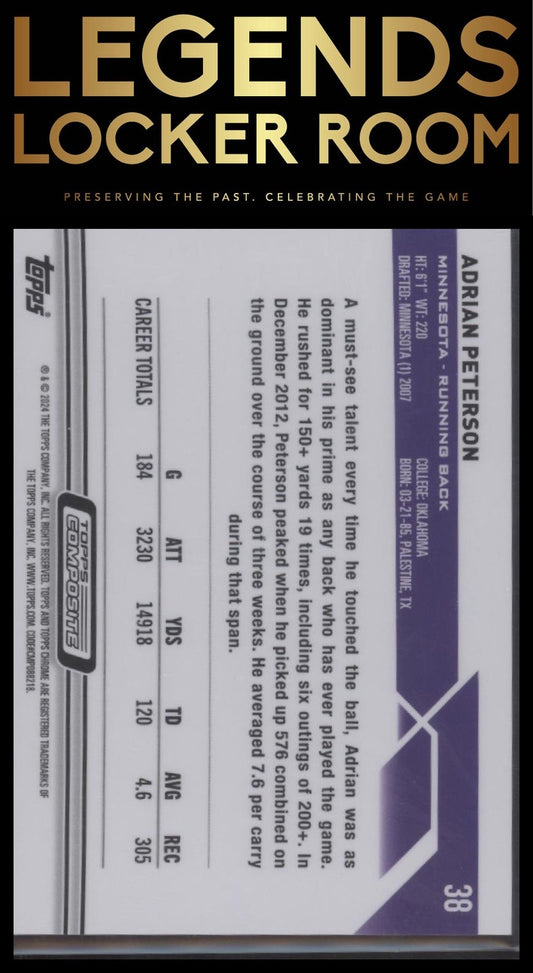 2023 Topps Composite #38 Adrian Peterson Topps Chrome Gold Wave Refractor #/50