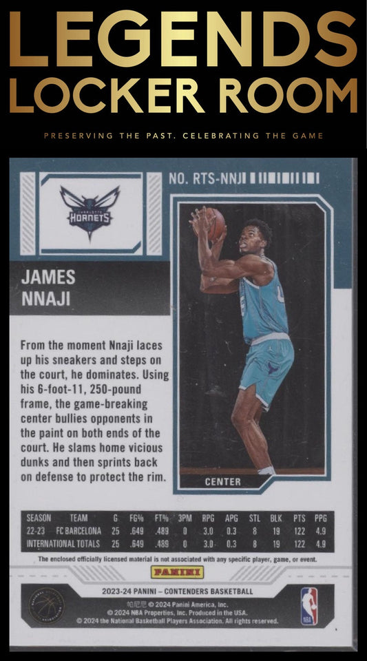 2023-24 Panini Contenders #RTS-NNJ James Nnaji Rookie Ticket Swatches
