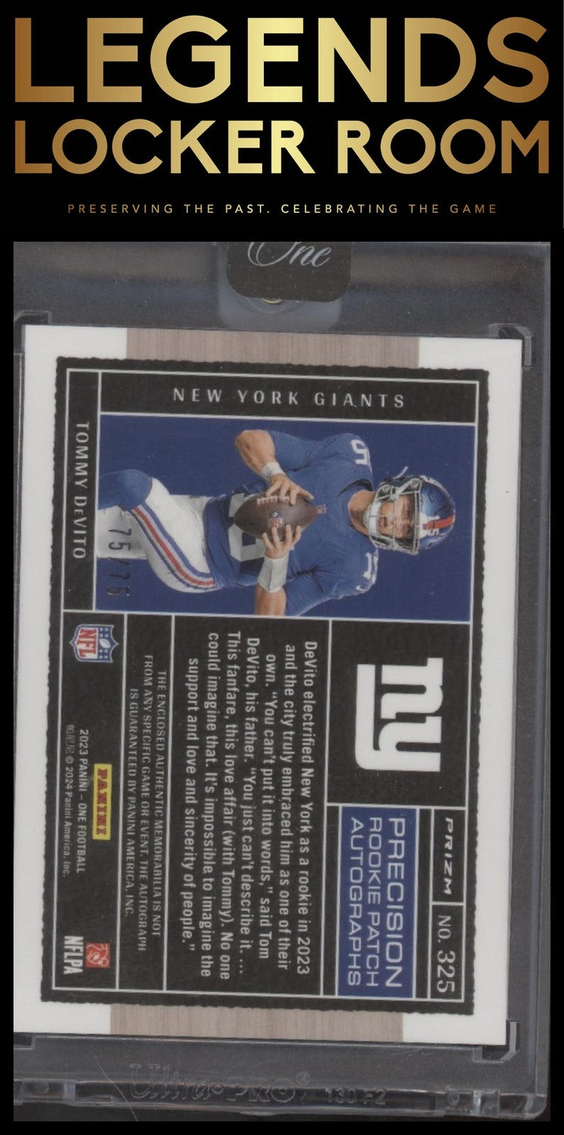 2023 Panini One #325 Tommy DeVito Auto Blue 75/75 Bookend!