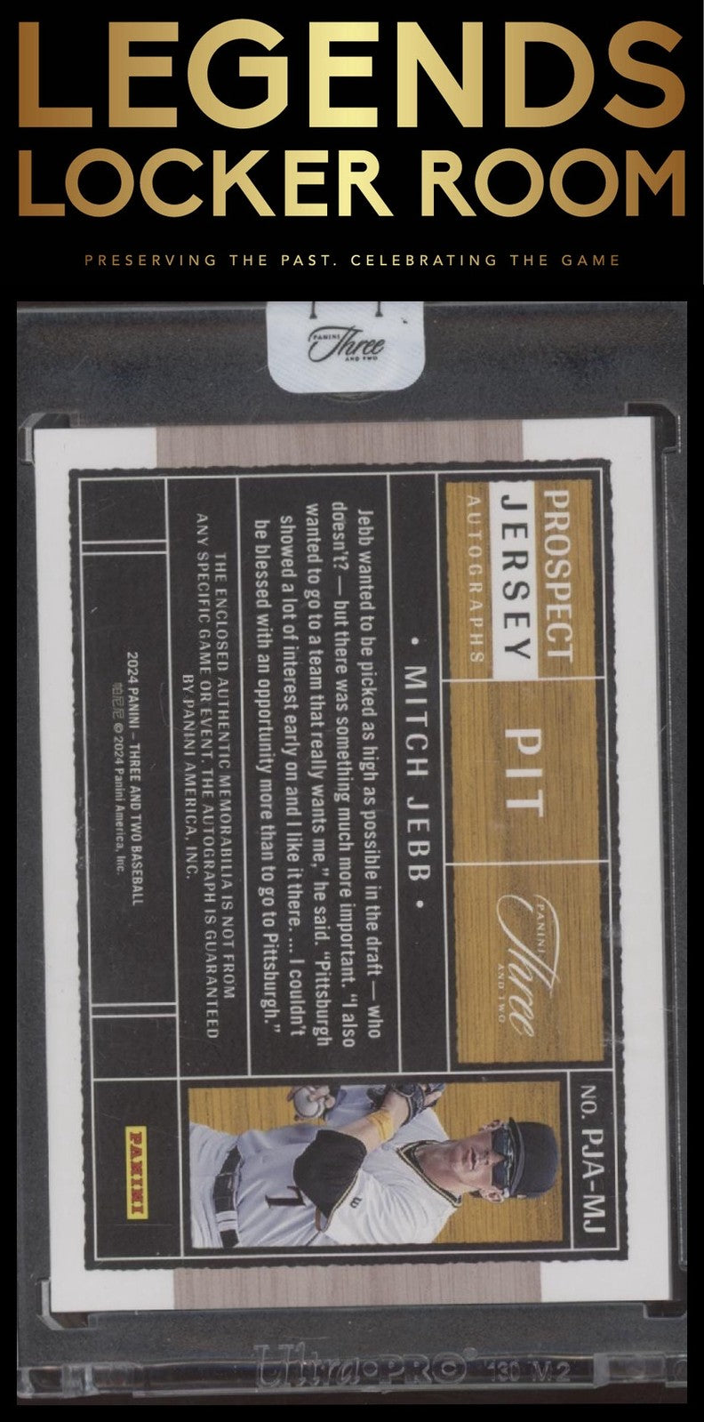 2024 Panini Three and Two Baseball Mitch Jebb On Card Jersey Auto /99