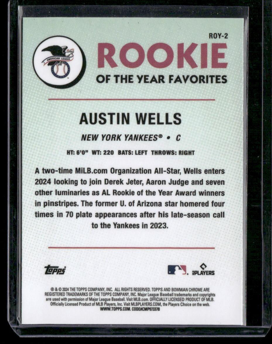 2024 Bowman Chrome #15 Austin Wells Rookie of The Year Mojo Refractors