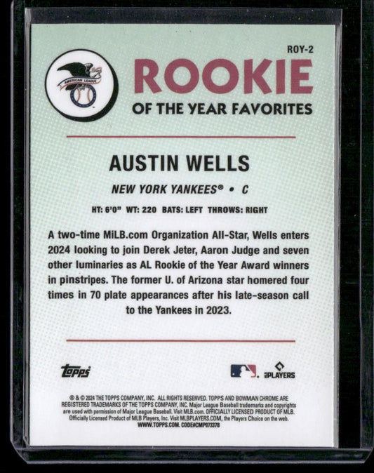 2024 Bowman Chrome #15 Austin Wells Rookie of The Year Mojo Refractors