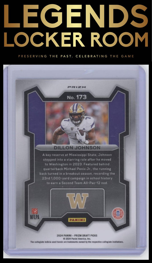 2024 Panini Prizm Draft Picks #173 Dillon Johnson Ruby Wave