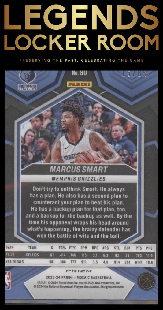 2023-24 Panini Mosaic #90 Marcus Smart Fast Break Blue #/85