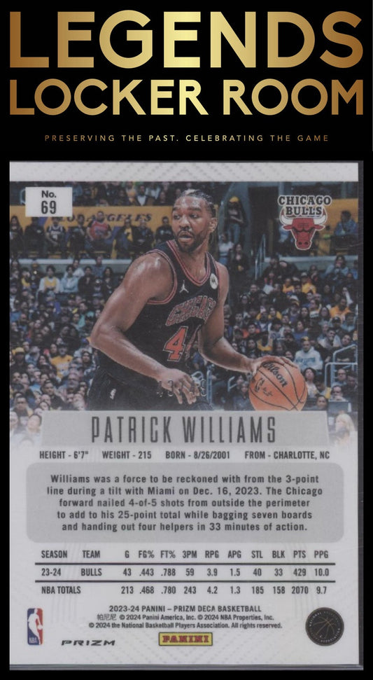 2023-24 Panini Prizm Deca #69 Patrick Williams Prizms Orange #/49