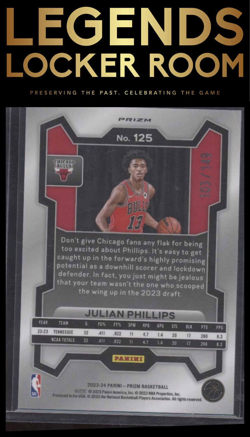 2023-24 Panini Prizm #125 Julian Phillips Prizms Purple Ice #/149