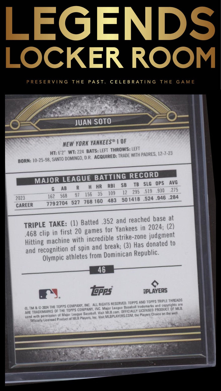 2024 Topps Triple Threads #46 Juan Soto Amber #/199