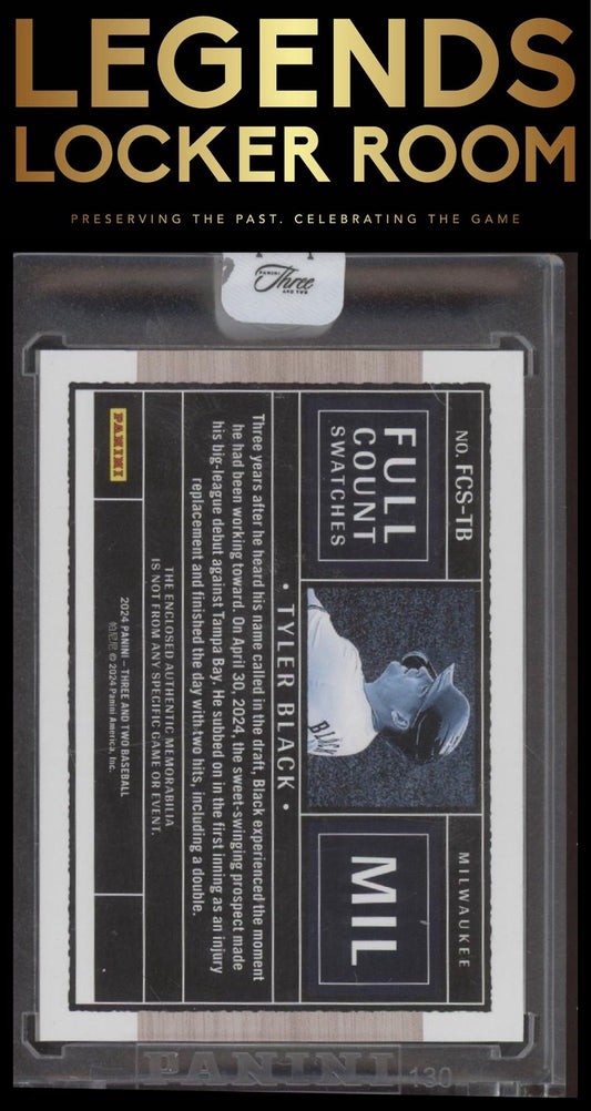 2024 Three And Two Baseball Tyler Black Rookie Full Count Swatches /25