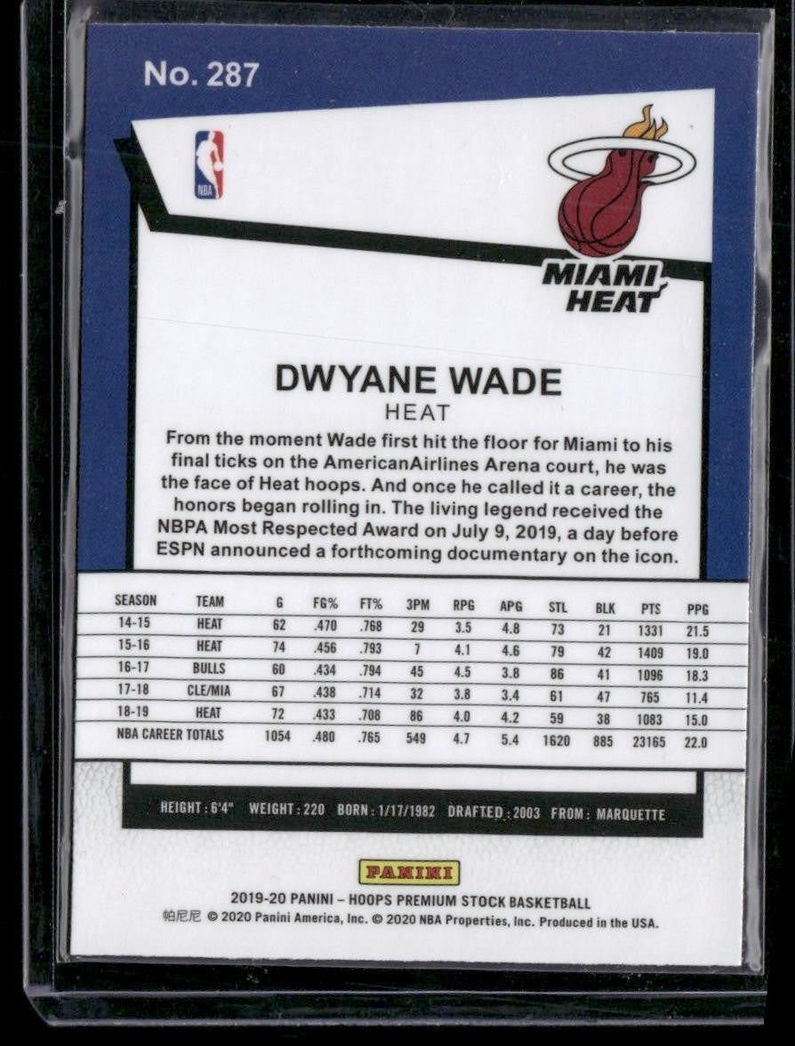 2019-20 Hoops Premium Stock #287 Dwyane Wade