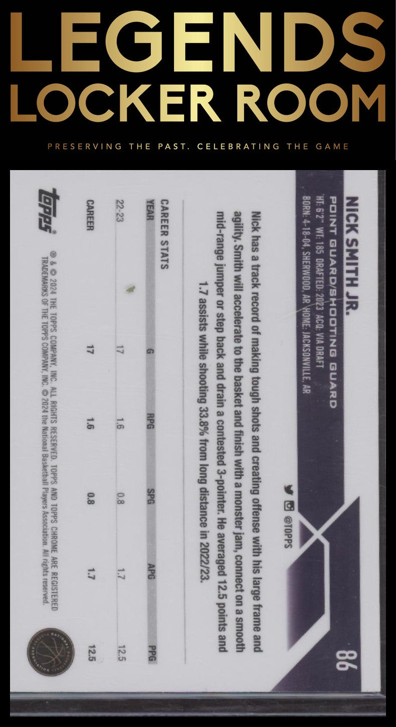 2023-24 Topps Chrome #86 Nick Smith Jr. Purple Refractors #/349