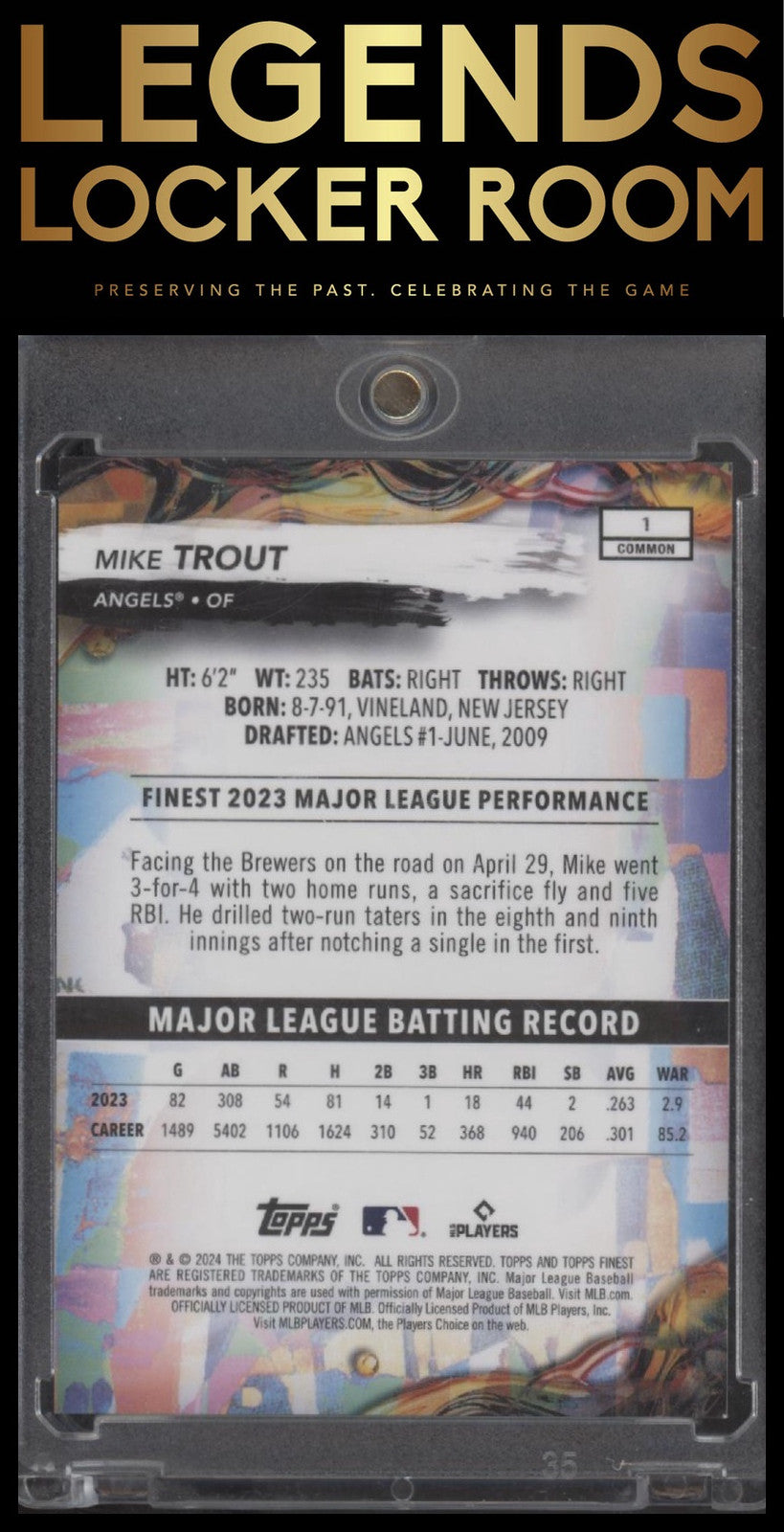 2024 Finest #1 Mike Trout Purple Refractor #/250
