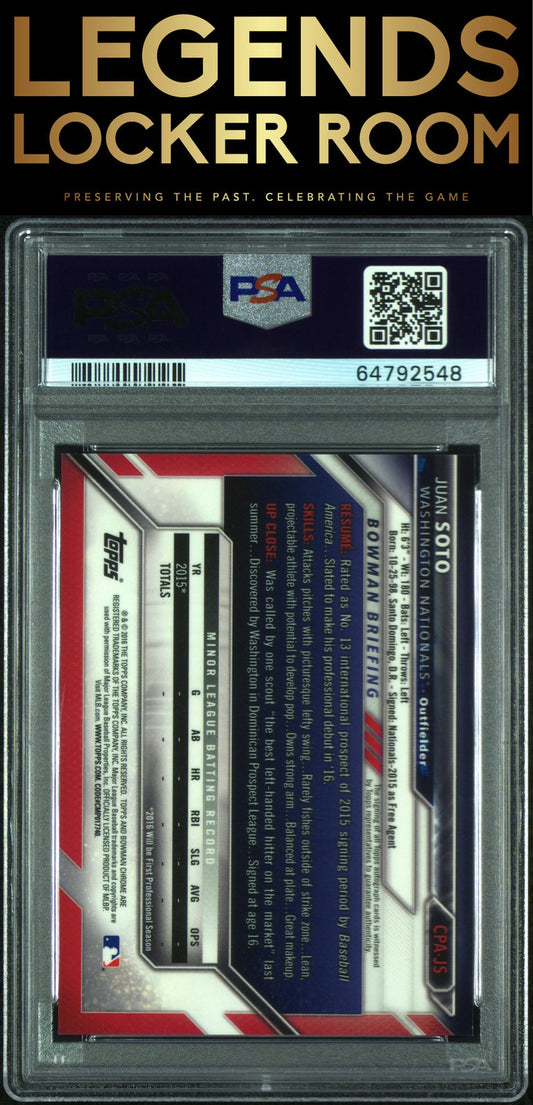 2016 Bowman Chrome Prospects Autographs #JS Juan Soto Prospects Autographs PSA 9