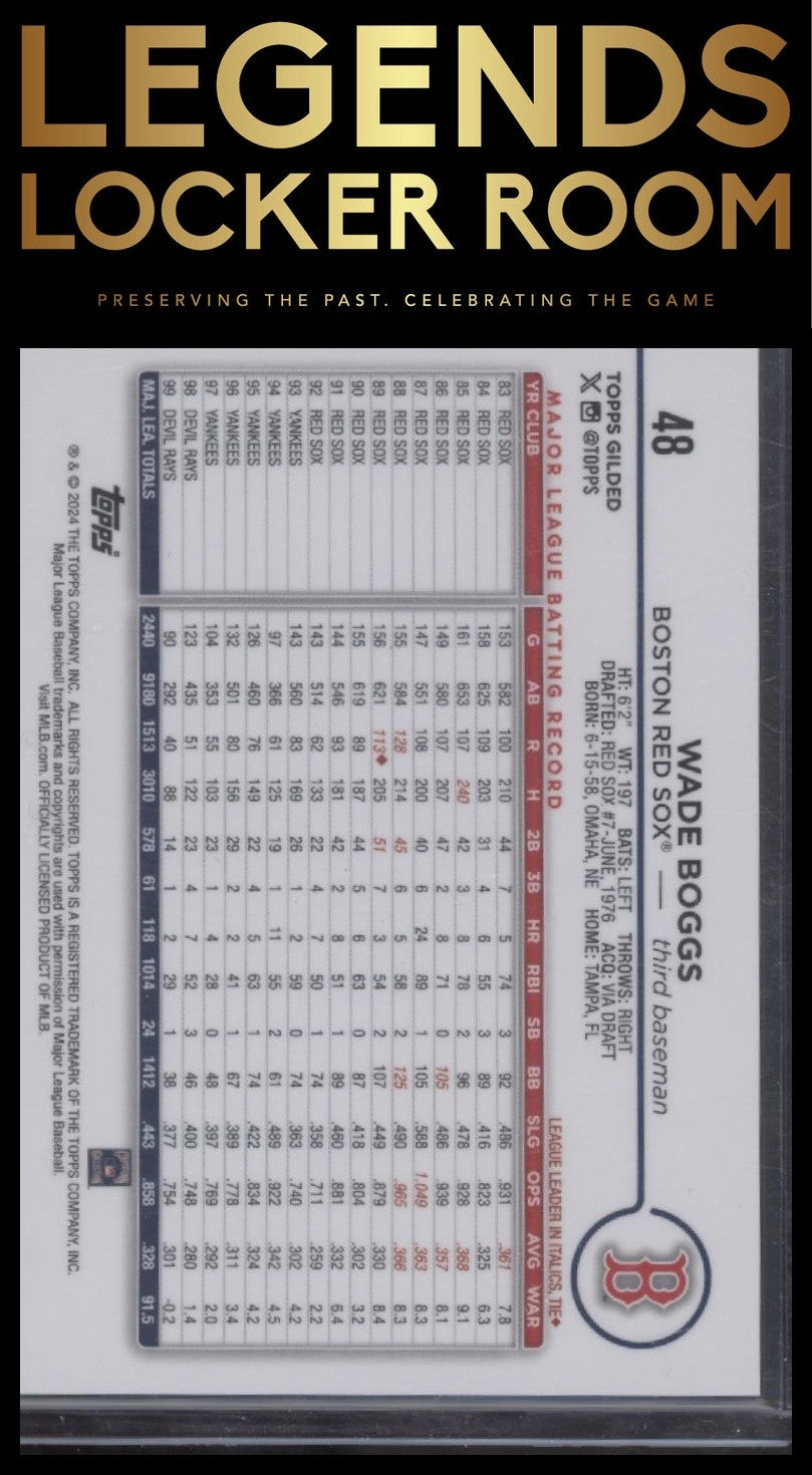 2024 Topps Gilded Collection #48 Wade Boggs Gold Ray Wave #/25