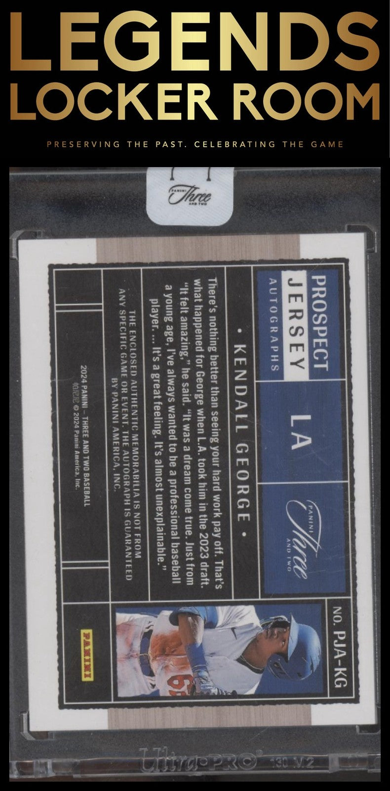 2024 Panini Three And Two Prospect Jersey Autographs Kendall George Dodgers /99