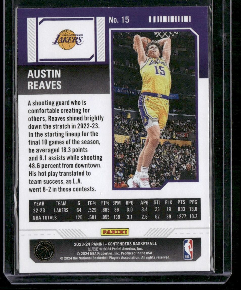 2023-24 Panini Contenders #15 Austin Reaves Season Ticket Retail