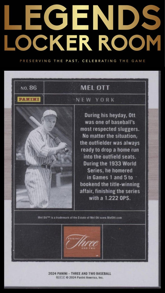 2024 Panini Three and Two #86 Mel Ott Holo Silver #/49