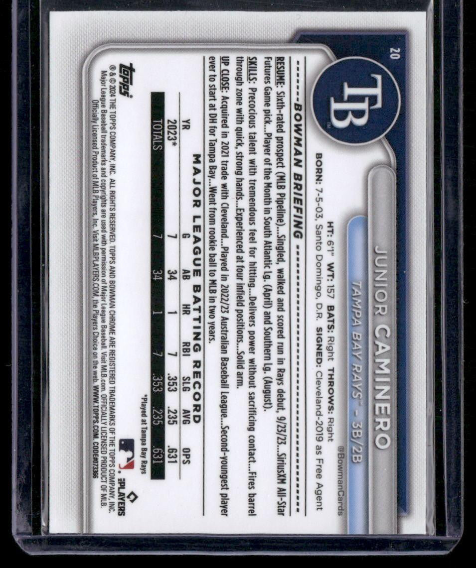 Junior Caminero-2024 Bowman Chrome Mojo Refractor RC #20