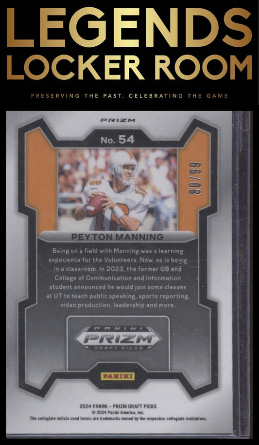 2024 Panini Prizm Draft Picks #54 Peyton Manning Blue Ice #/99