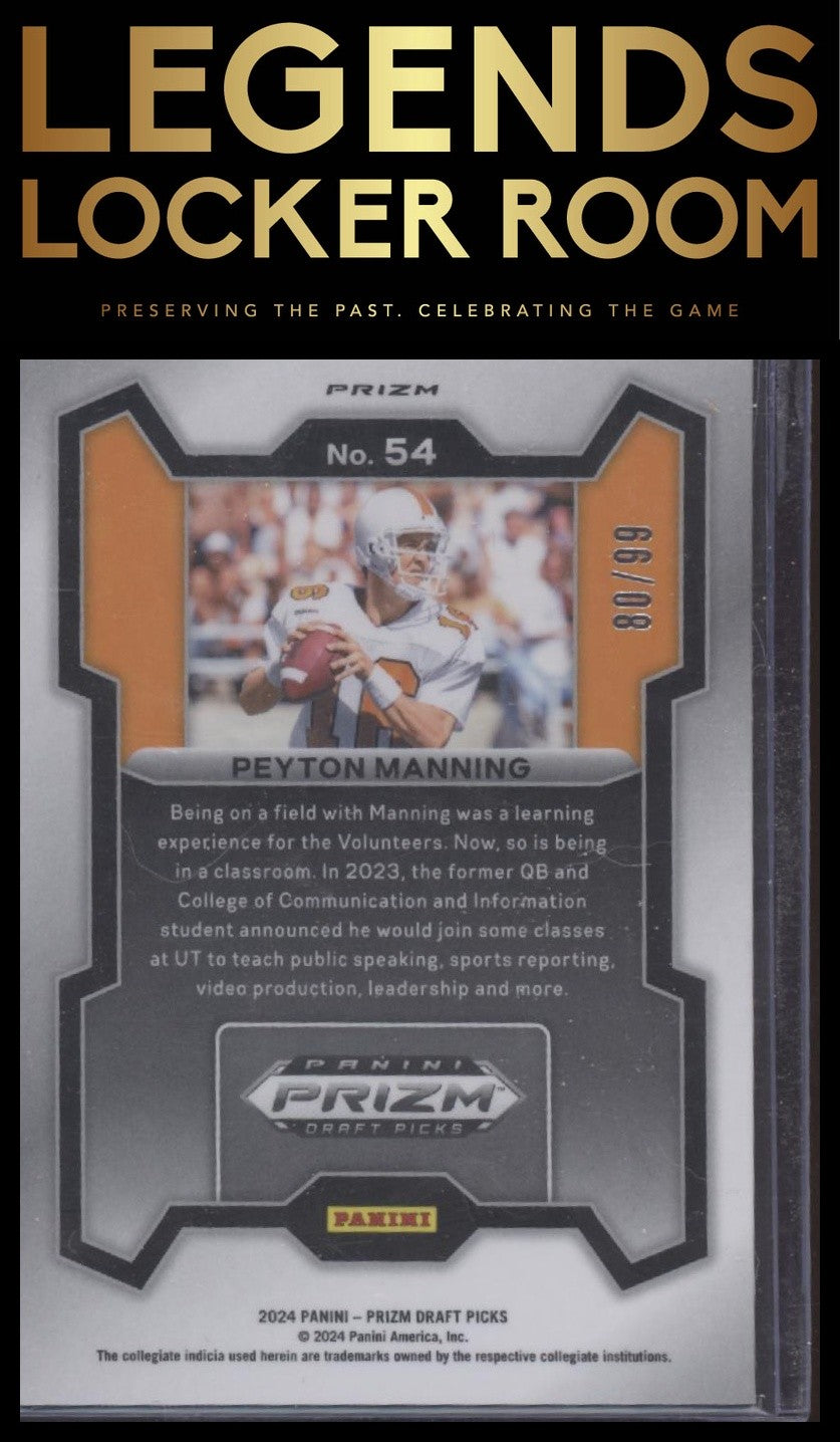 2024 Panini Prizm Draft Picks #54 Peyton Manning Blue Ice #/99