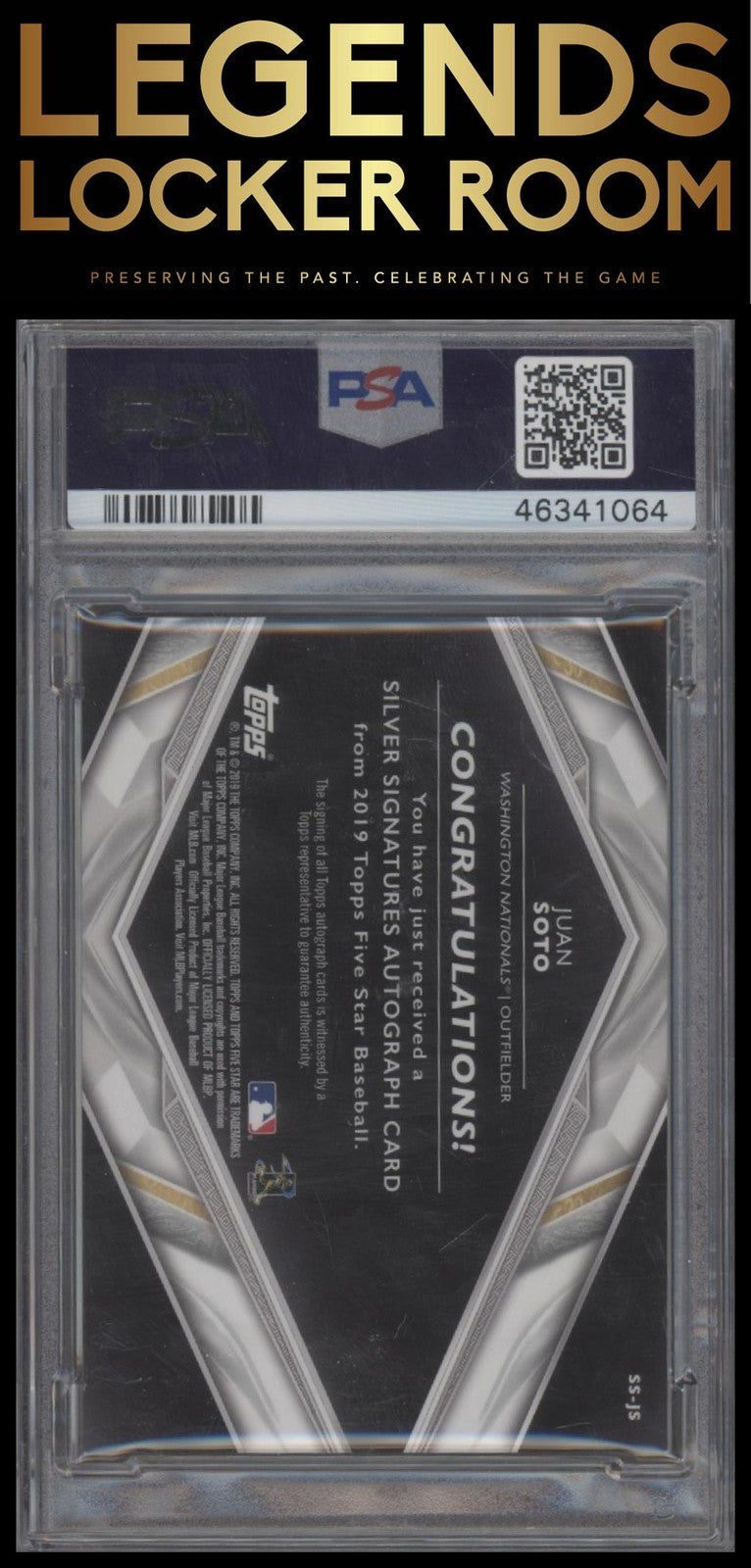 2019 Topps Five Star Silver Signatures Juan Soto Silver Signatures-Orange PSA 8