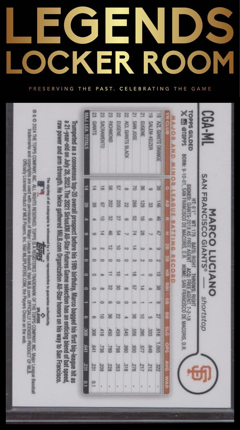 2024 Topps Gilded Collection Marco Luciano Chrome Gold Auto Blue Gold #/50