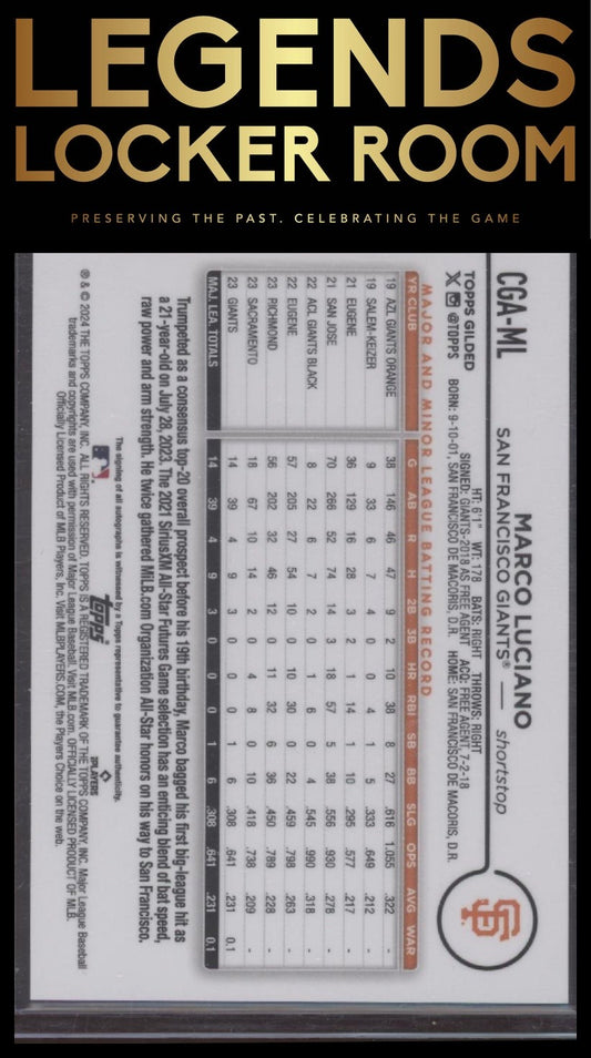 2024 Topps Gilded Collection Marco Luciano Chrome Gold Auto Blue Gold #/50