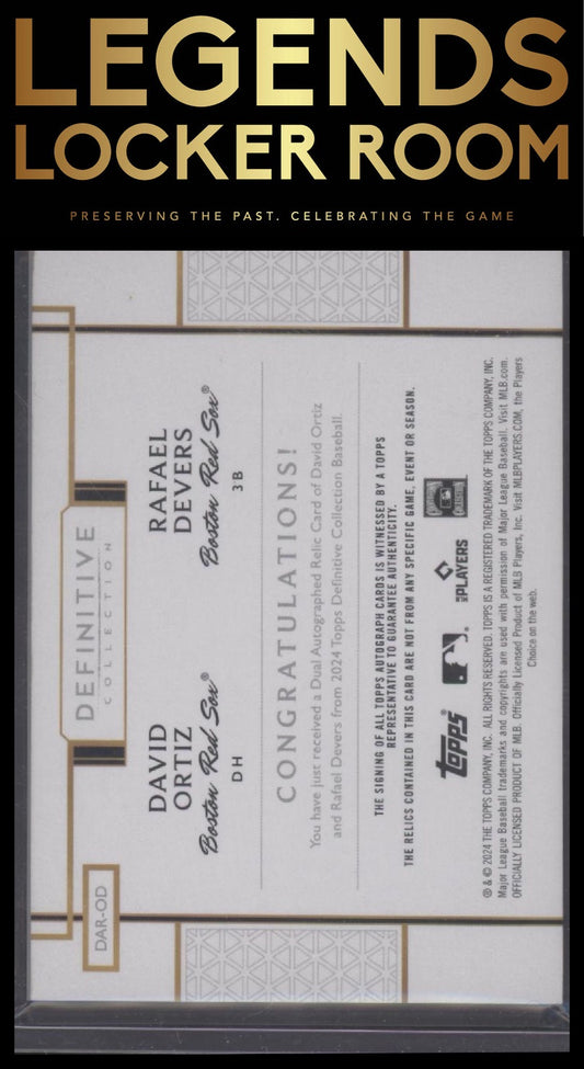 2024 Topps Definitive David Ortiz Rafael Devers Dual Auto Relic Card /10 Red Sox