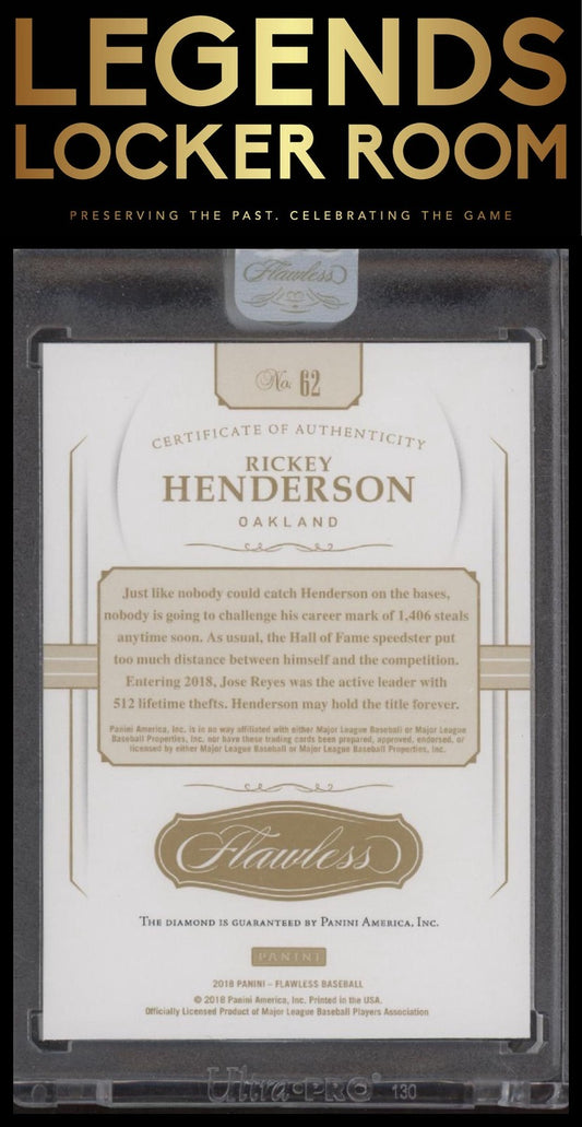 2018 Panini Flawless #62 Rickey Henderson #/20