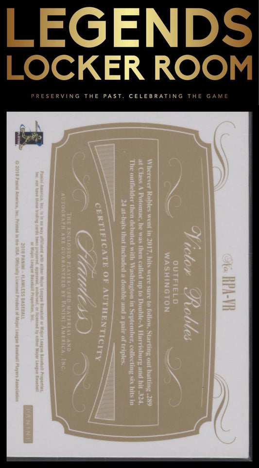 2018 Panini Flawless #RPA-VR Victor Robles Rookie Patch Autographs Black #/1