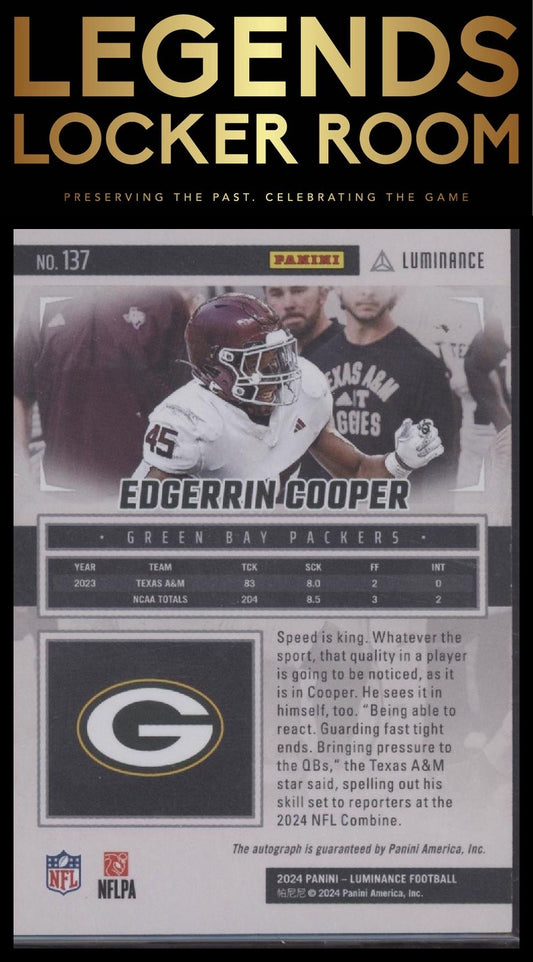 2024 Panini Luminance #137 Edgerrin Cooper Rookie Luminance Autographs #/700