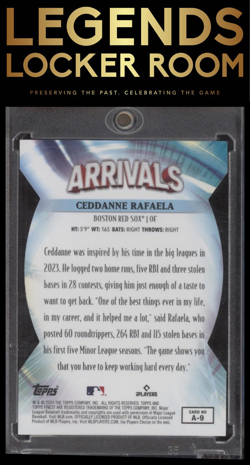 2024 Finest #A-9 Ceddanne Rafaela Arrivals Purple Refractors #/125