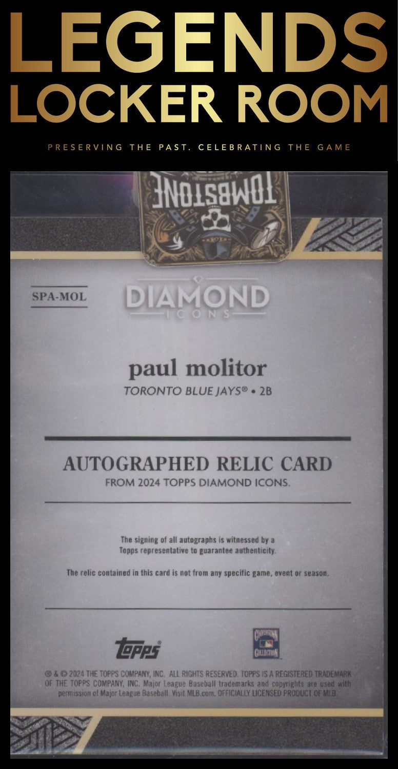 2024 Topps Diamond Icons Paul Molitor Single Player Autograph Relics Red 5/5
