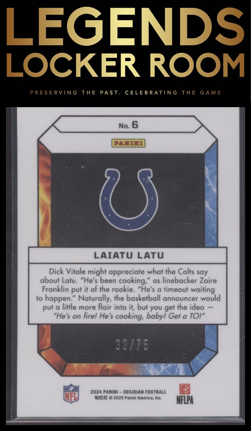 2024 Panini Obsidian - Fire and Ice Red #6 Laiatu Latu #/75