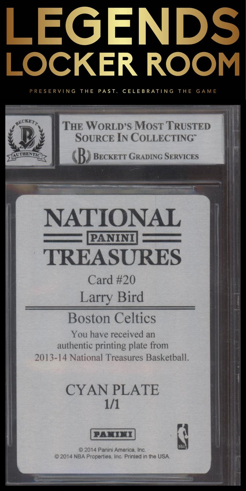 2013-14 Panini National Treasures #20 Larry Bird Treasured Tags Auto #/1