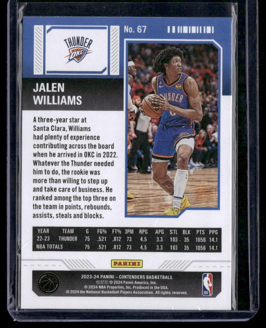 2023-24 Panini Contenders #67 Jalen Williams Season Ticket Retail