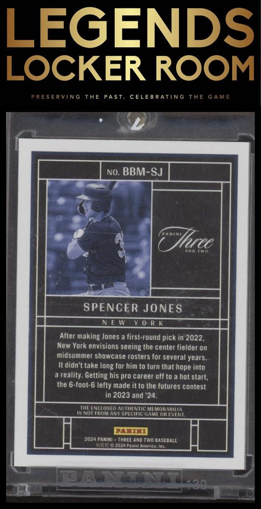 2024 Panini Three and Two Spencer Jones Baseball's Best Mem Holo Silver /25