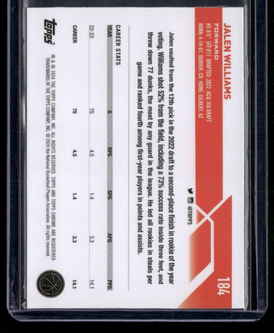 2023-24 Topps Chrome #184 Jalen Williams