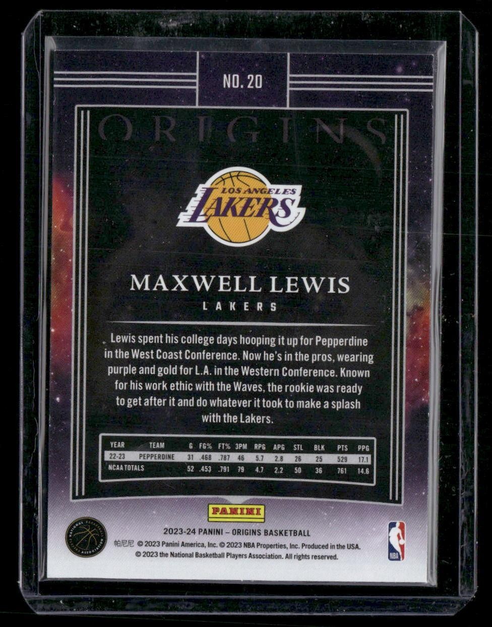 2023-24 Panini Origins #20 Maxwell Lewis
