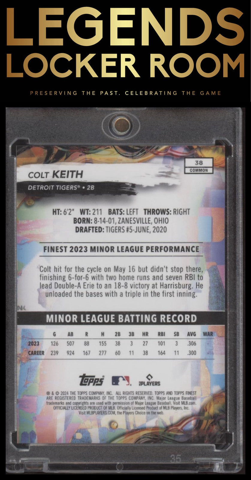 2024 Finest #38 Colt Keith Purple Refractor #/250