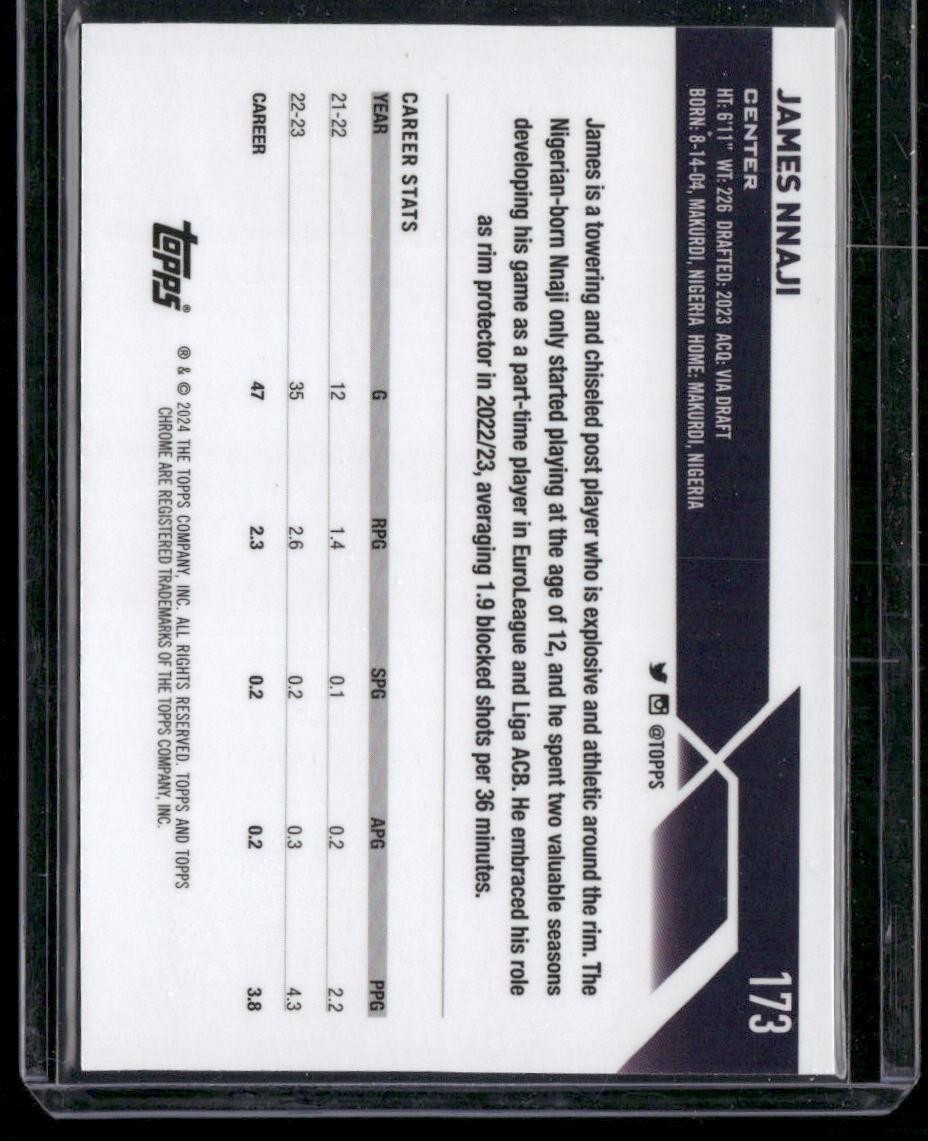 2023-24 Topps Chrome #173 James Nnaji